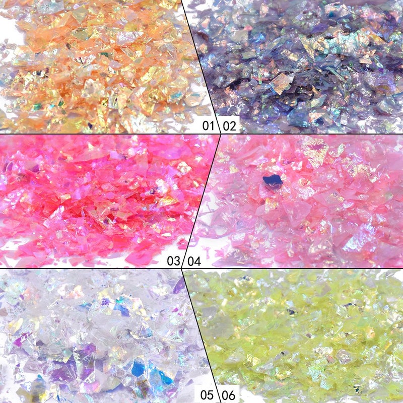YesLady Nail Art Glitter Mylar Slices Irregular Sequins Glass Pieces Foil flakes Decoration 12 Colors - Image 4